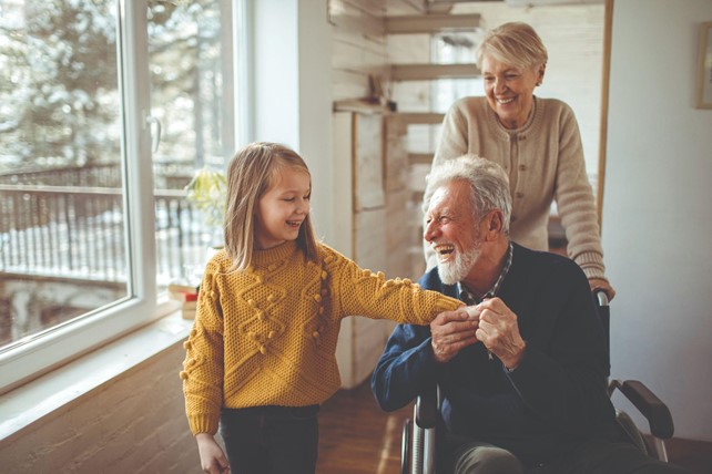 Disabled grandfather with a child