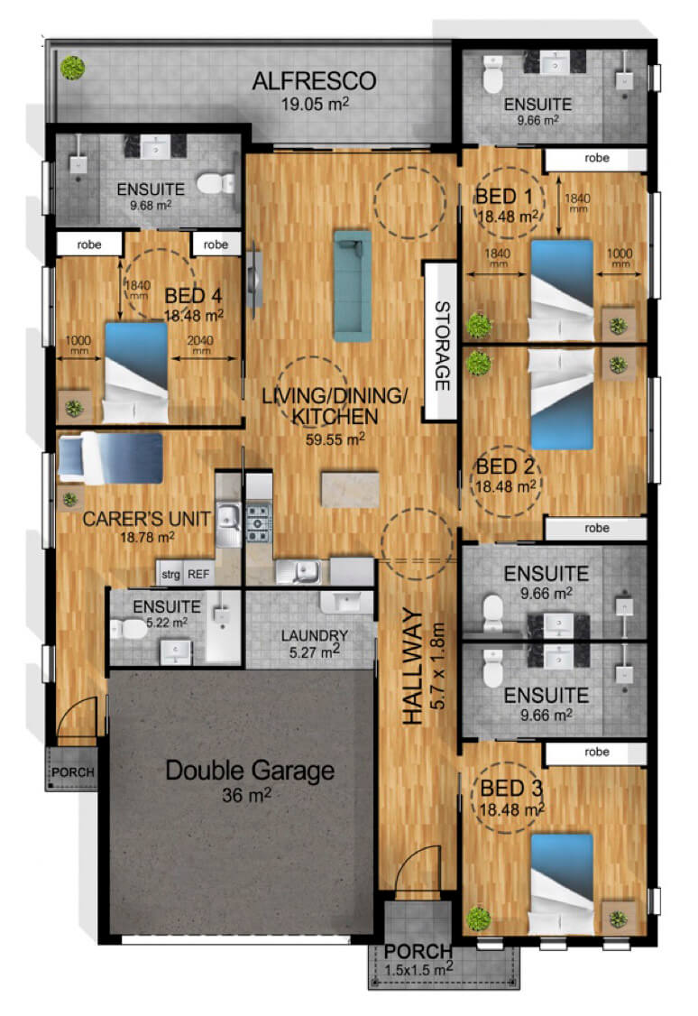 Floorplan for the accommodation in Nunawading